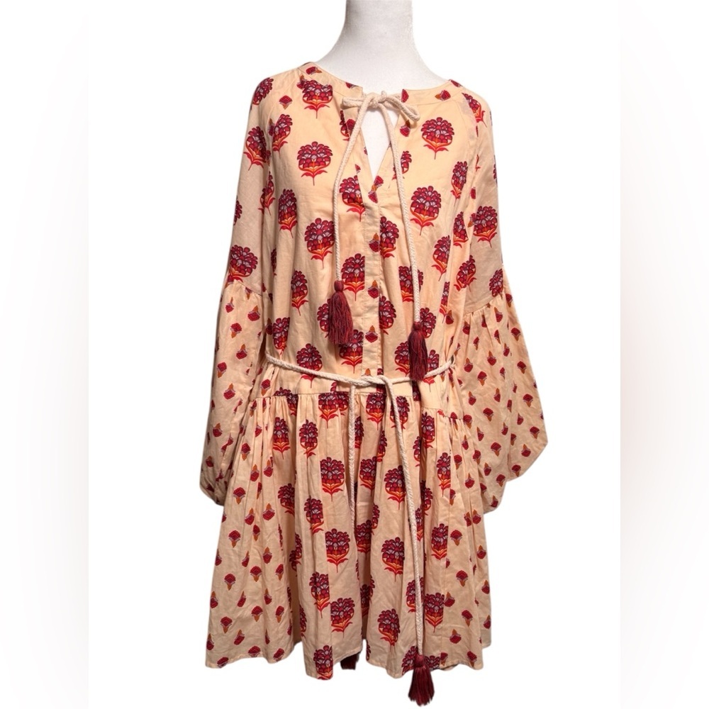 Avec Les Filles, Boho Mini Dress with Balloon Sleeves, Size 10 NWT - Picture 4 of 8
